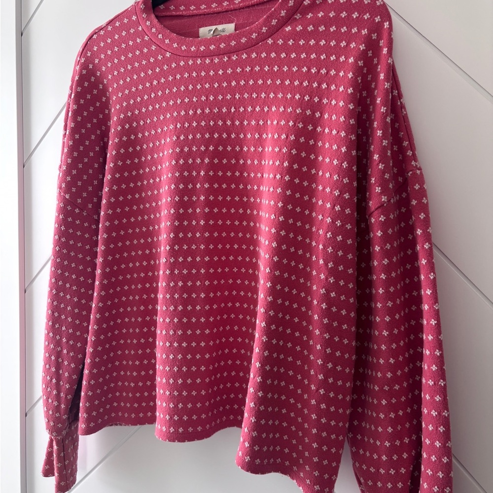 Madewell Pink and White Patterned Sweater